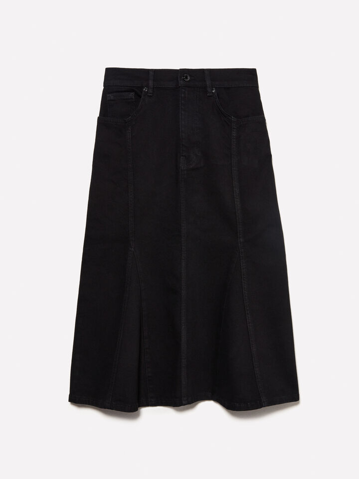 Gonna di jeans svasata nera - gonne midi, longuette donna - Nero | Sisley image number 6